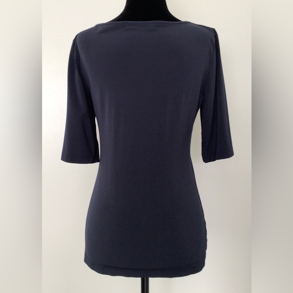 MaxMara Navy Blue Scoop Neck T-Shirt - US Small - New without Tag - Picture 2 of 6